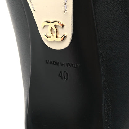 Chanel Lambskin Grosgrain Cap Toe CC Pumps 40 Black 7 of 8