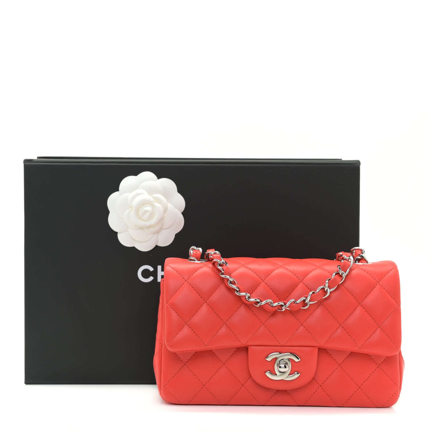 Chanel Lambskin Quilted Mini Rectangular Flap Red 11 of 11