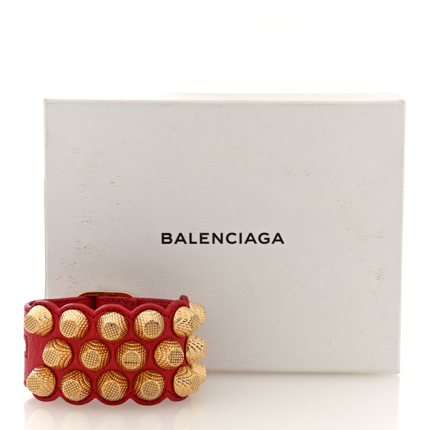 Balenciaga Agneau Arena Three Row Giant Gold Bracelet Rouge Cardinal 5 of 5