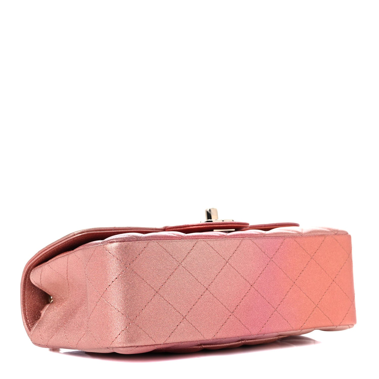 Chanel Metallic Lambskin Quilted Ombre Mini Rectangular Flap Pink 4 of 10