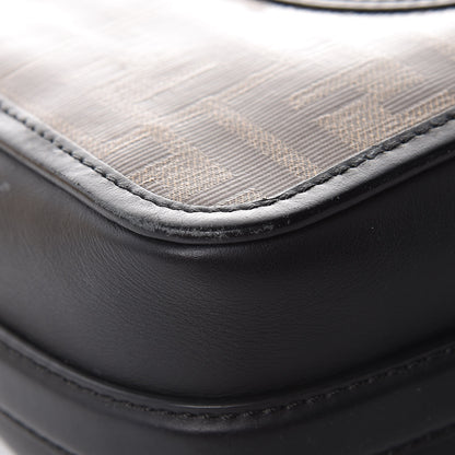Fendi Glazed Fabric Vitello Century F is Fendi FF 1974 Stamp Patch Camera Case Mogano Panna Black 9 of 13