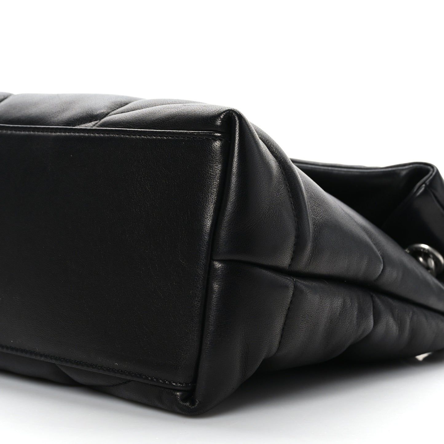 Lambskin Quilted Medium Loulou Puffer Monogram Chain Satchel Black