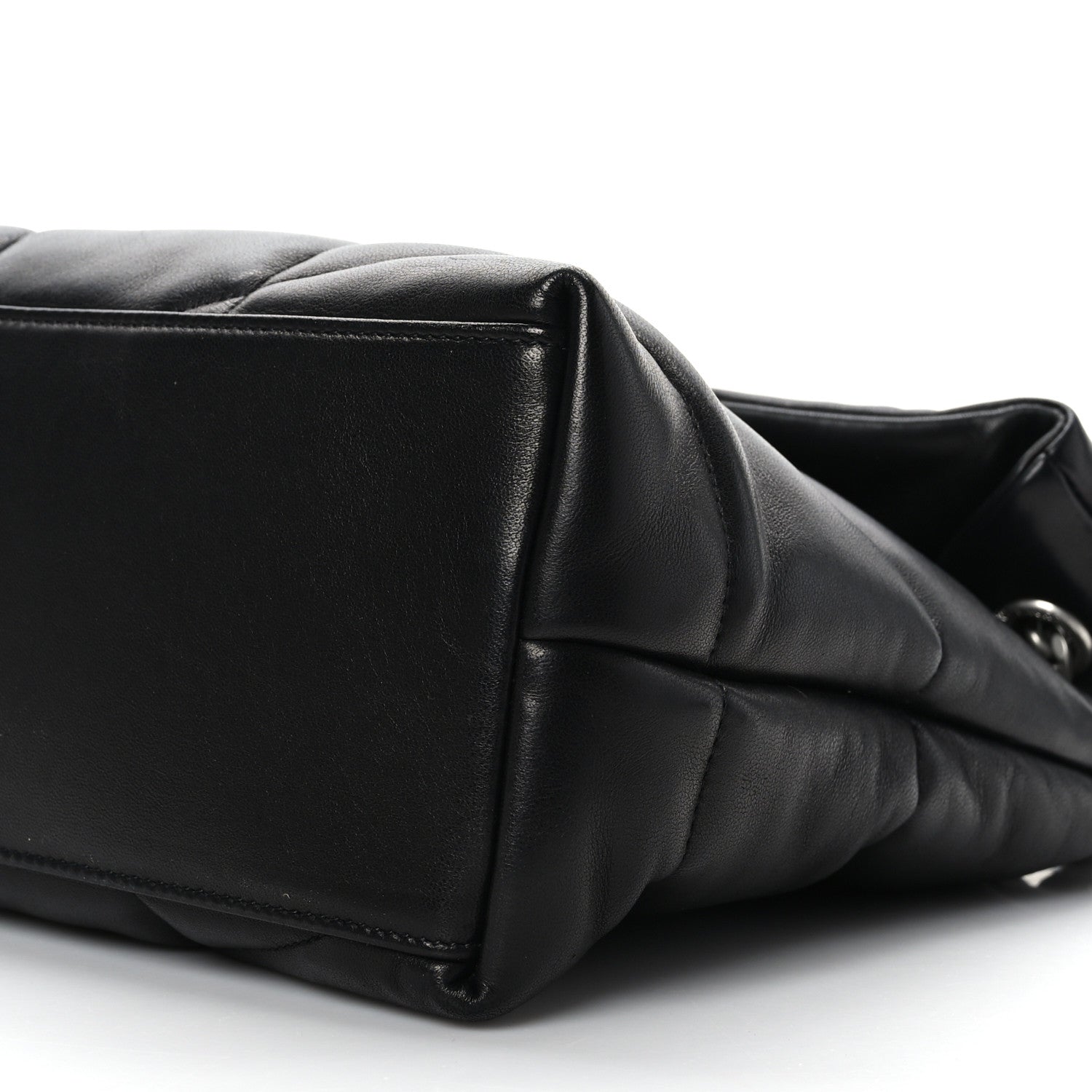 Saint Laurent Lambskin Quilted Medium Loulou Puffer Monogram Chain Satchel Black 9 of 9