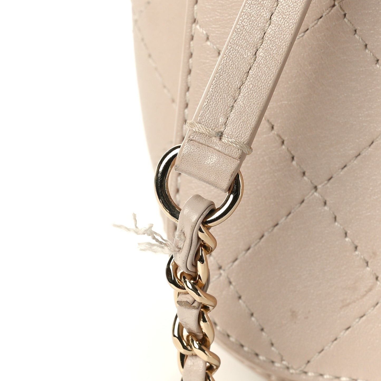 Calfskin Stitched Medium Covered CC Flap Bag Beige