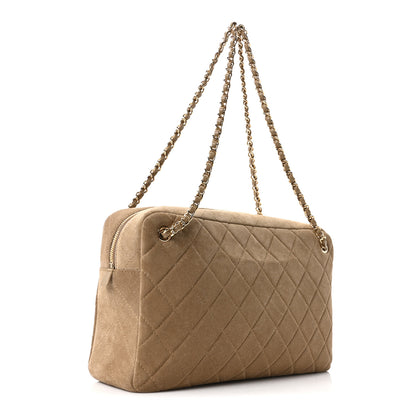 Chanel Suede Calfskin Maxi Camera Case Dark Beige 3 of 11