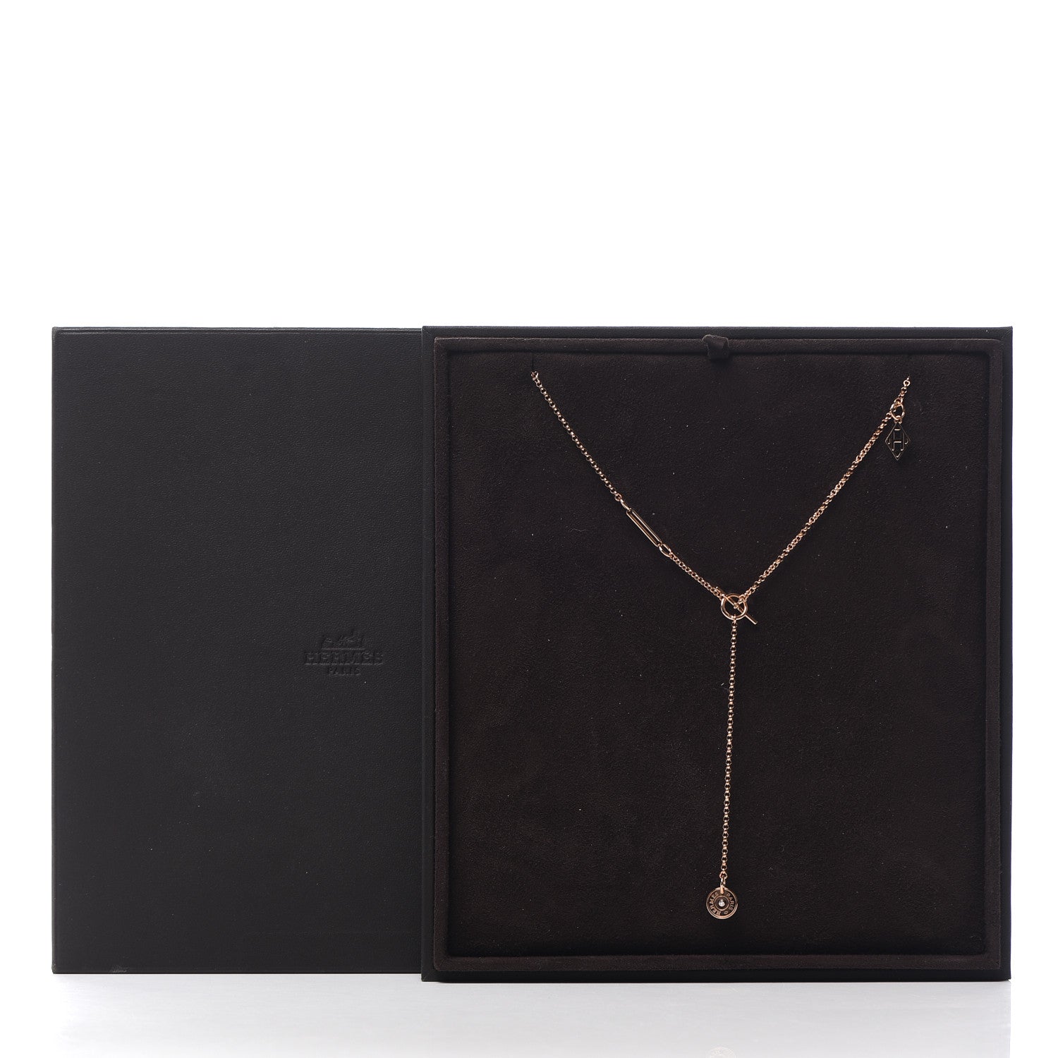 Hermes 18K Rose Gold Diamond Gambade Necklace 5 of 5