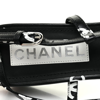 Chanel Printed Lambskin CC Slingback Sandals 40 Black White 11 of 12