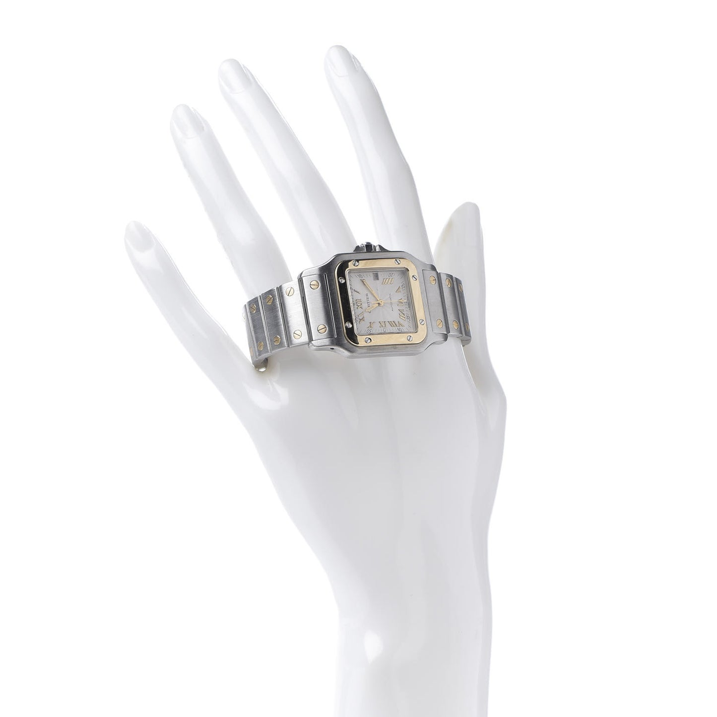 Stainless Steel 18K Yellow Gold 29mm Santos De Cartier Galbee Automatic Watch