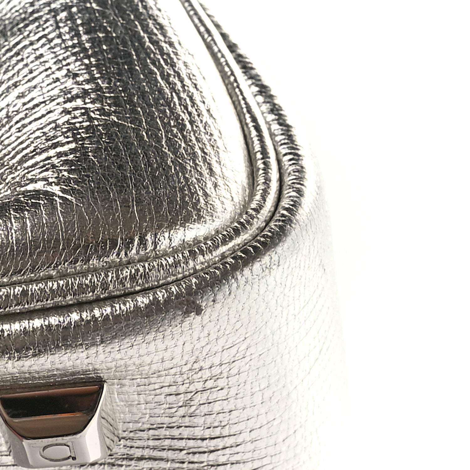 Salvatore Ferragamo Metallic Hammered Calfskin Studio Top Handle Bag Silver 12 of 12