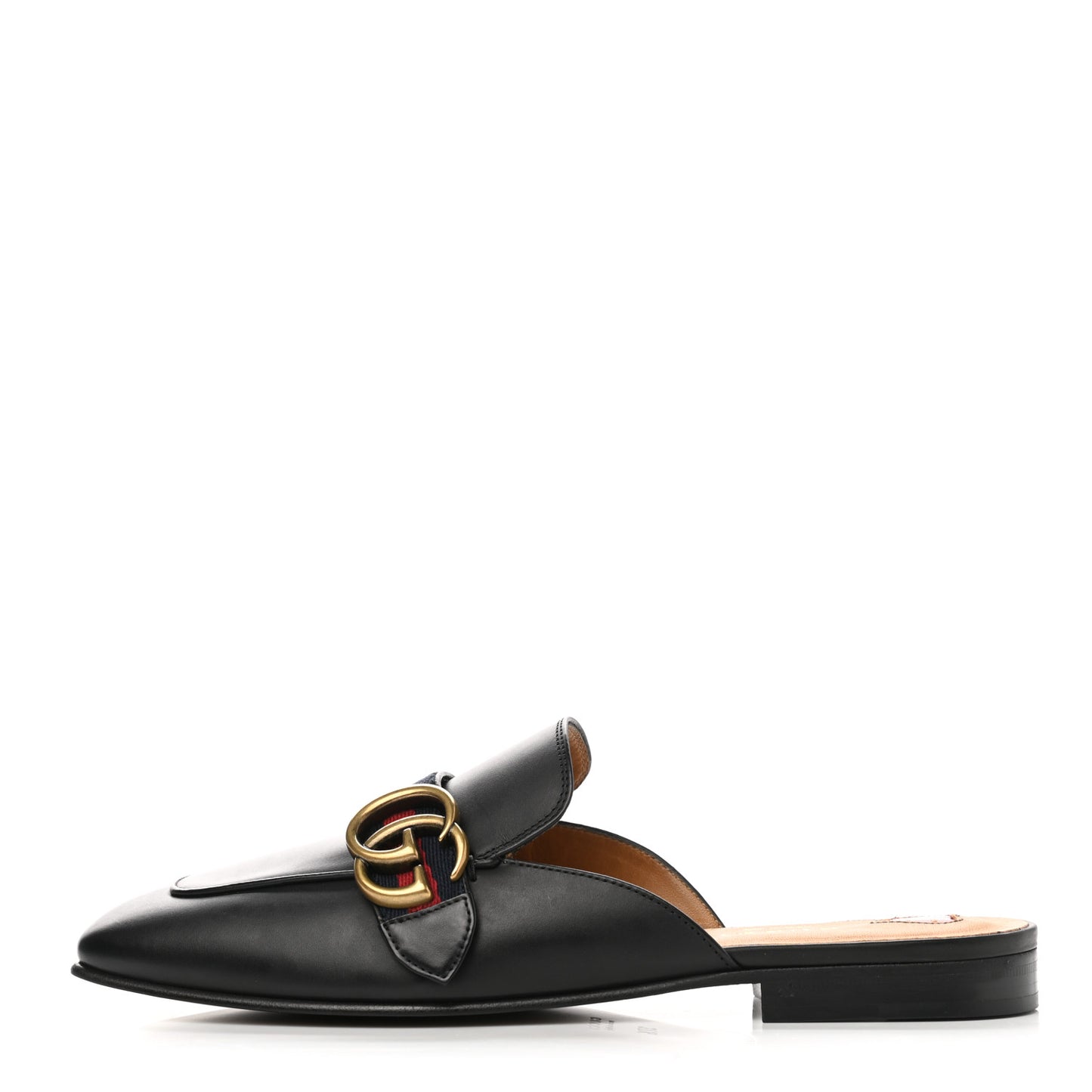 Calfskin Web Womens Peyton GG Slippers 37.5 Black