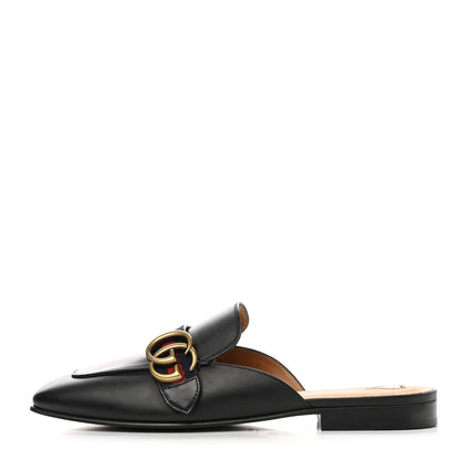 Gucci Calfskin Web Womens Peyton GG Slippers 37.5 Black 1 of 9