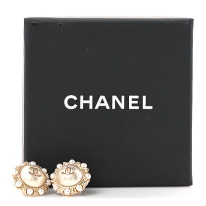 Chanel Metal Pearl CC Round Earrings Gold 5 of 5