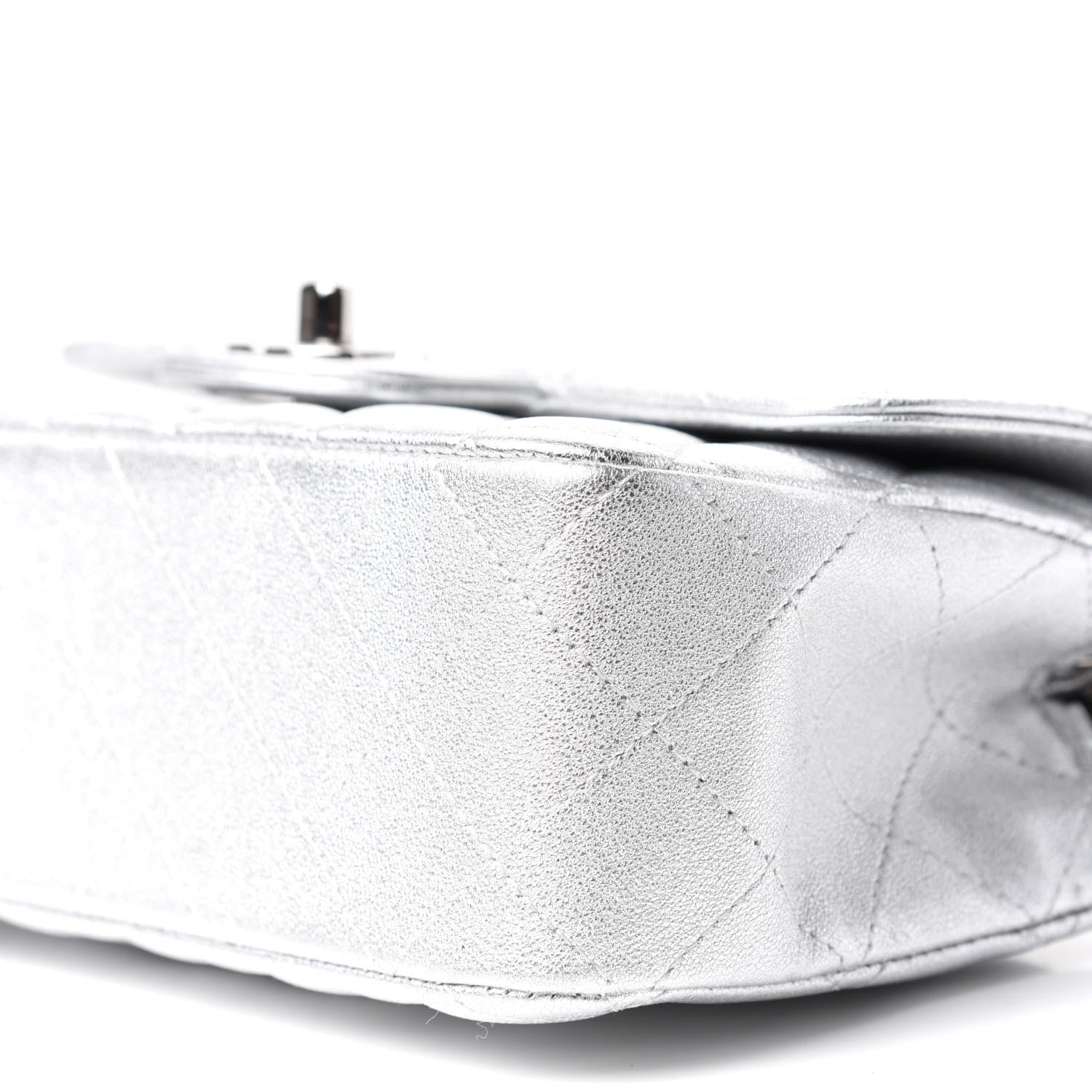 Chanel Metallic Lambskin Quilted Mini Rectangular Flap Silver 8 of 9