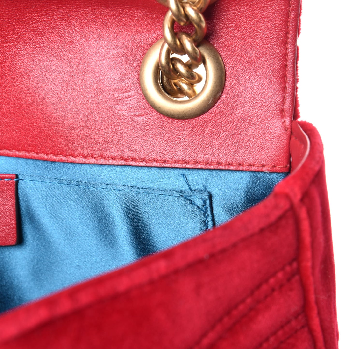 Velvet Matelasse Mini GG Marmont Shoulder Bag Hibiscus Red
