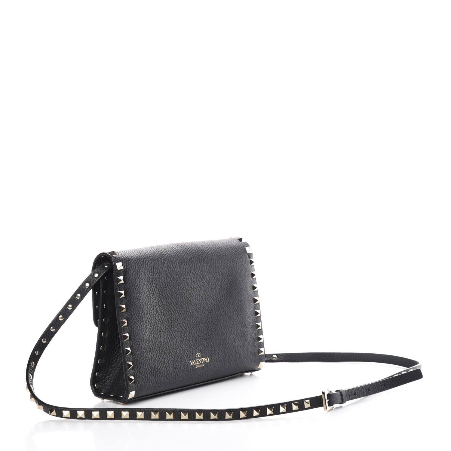 Valentino Garavani Pebbled Calfskin Medium Rockstud Flip Lock Crossbody Bag Black 3 of 10