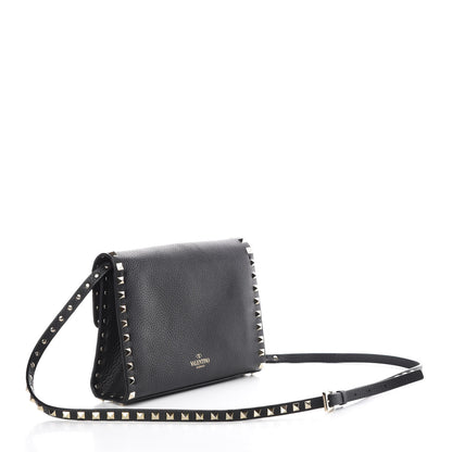 Valentino Garavani Pebbled Calfskin Medium Rockstud Flip Lock Crossbody Bag Black 3 of 10