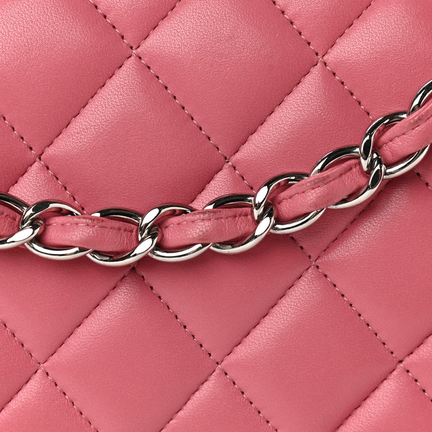Lambskin Quilted Jumbo Double Flap Pink