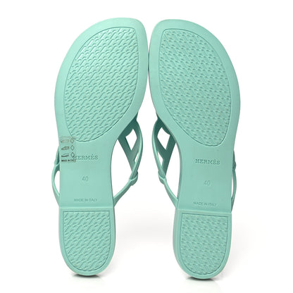Hermes Rubber Womens Egerie Sandals 40 Vert Embrun 5 of 8