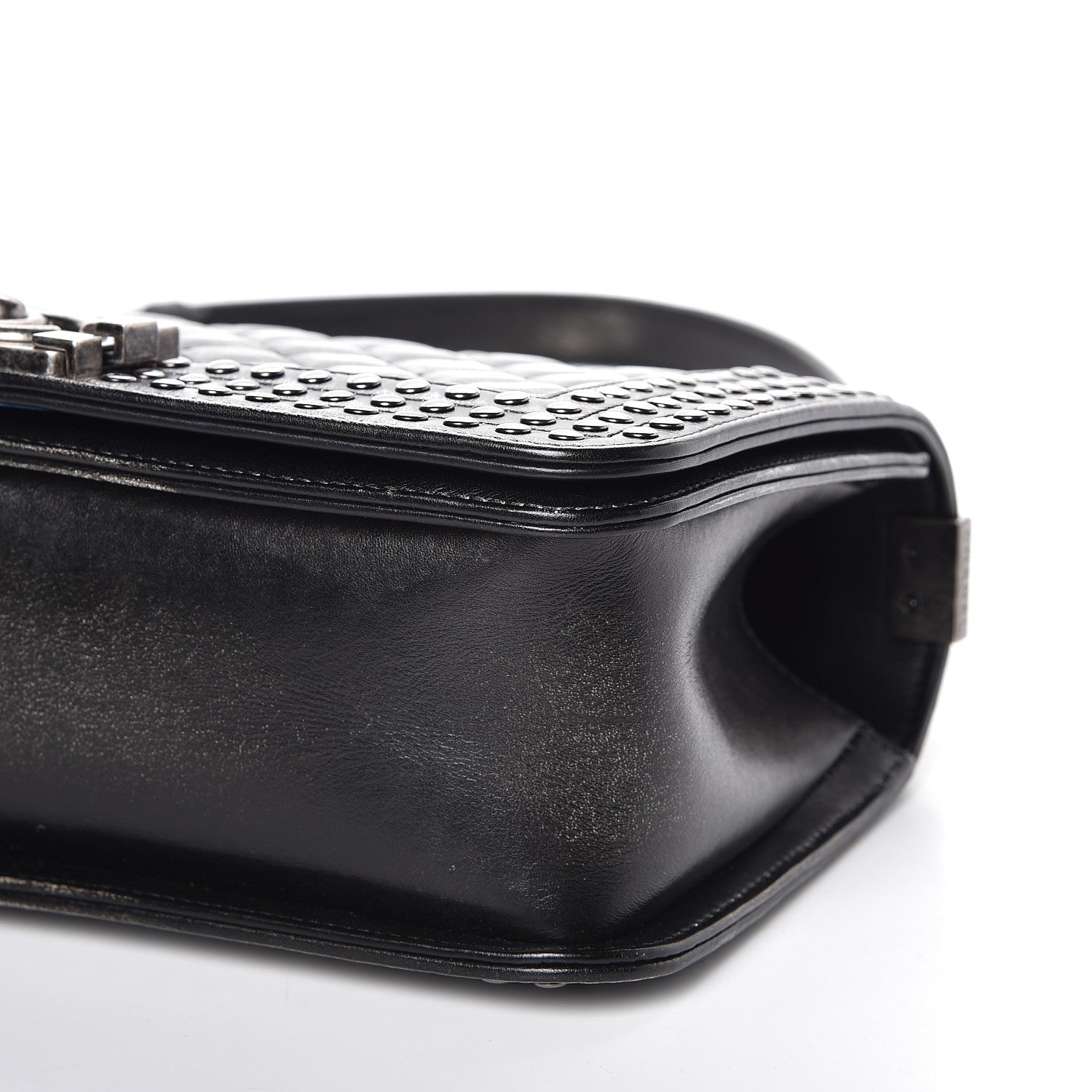 Chanel Faded Calfskin Quilted Medium Studded Boy Flap Black 9 of 9