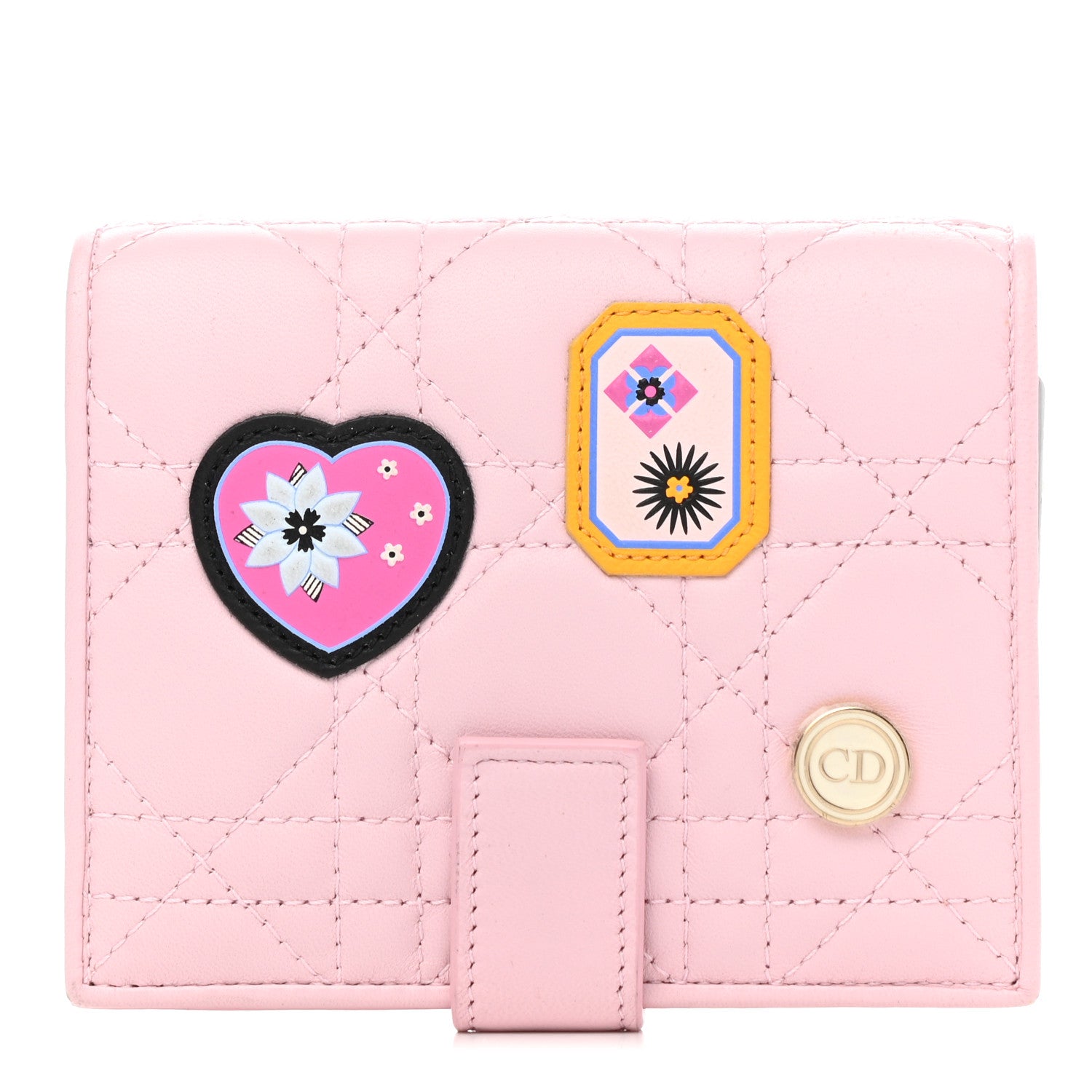 Christian Dior Lambskin Cannage Lucky Badge Eden Wallet Pink 1 of 7