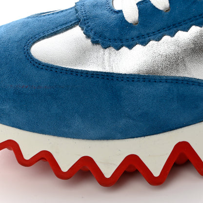 Christian Louboutin Suede Laminated Nappa Mens Loubishark Sneakers 45 Ludwig Silver 10 of 10