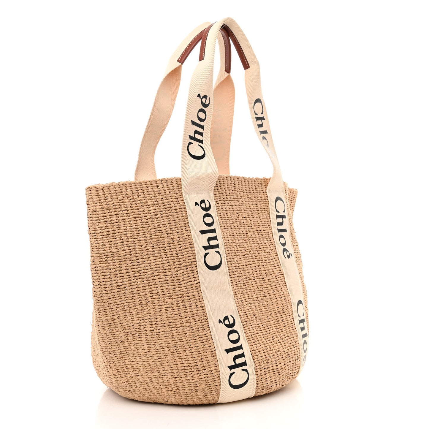 Raffia Large Woody Tote White