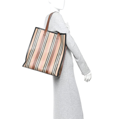 Burberry E-Canvas Stripe Book Tote Tan Archive Beige 2 of 15