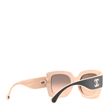 Chanel Acetate Square Sunglasses 6059 Black Beige 4 of 9