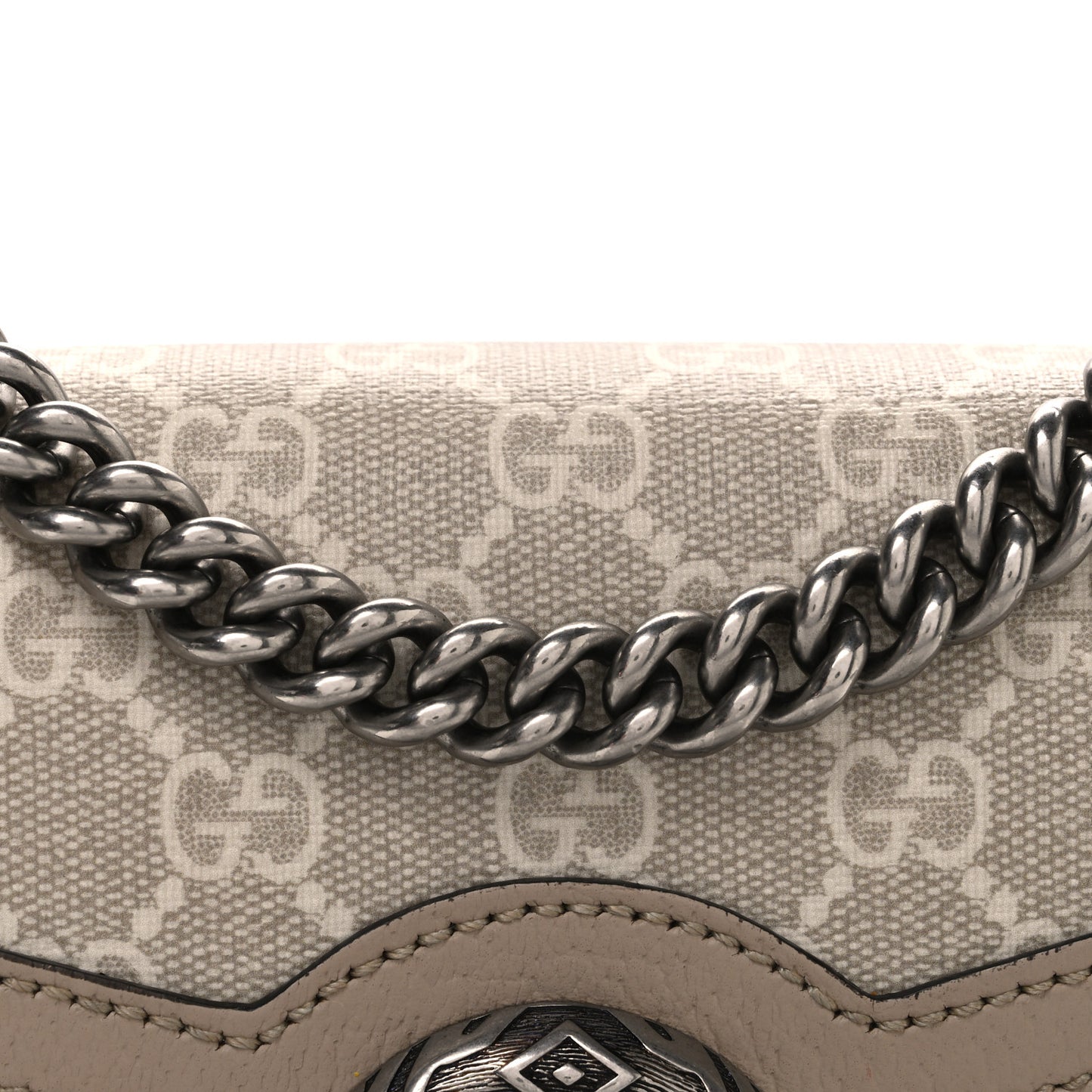 GG Supreme Monogram Textured Dollar Calfskin Mini Dionysus Shoulder Bag Beige Mystic White Oatmeal