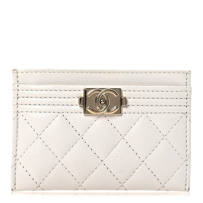 Chanel Caviar Quilted Boy Card Holder White 1 of 14