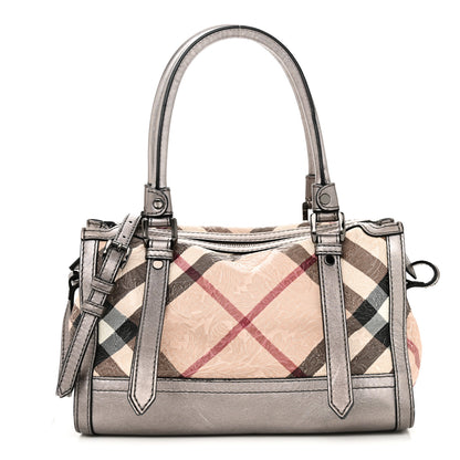 Burberry PVC Nova Check Embossed Convertible Satchel Pewter 1 of 9