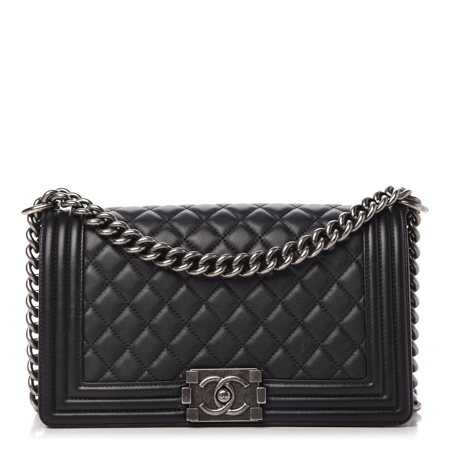Calfskin Quilted Medium Boy Flap Black