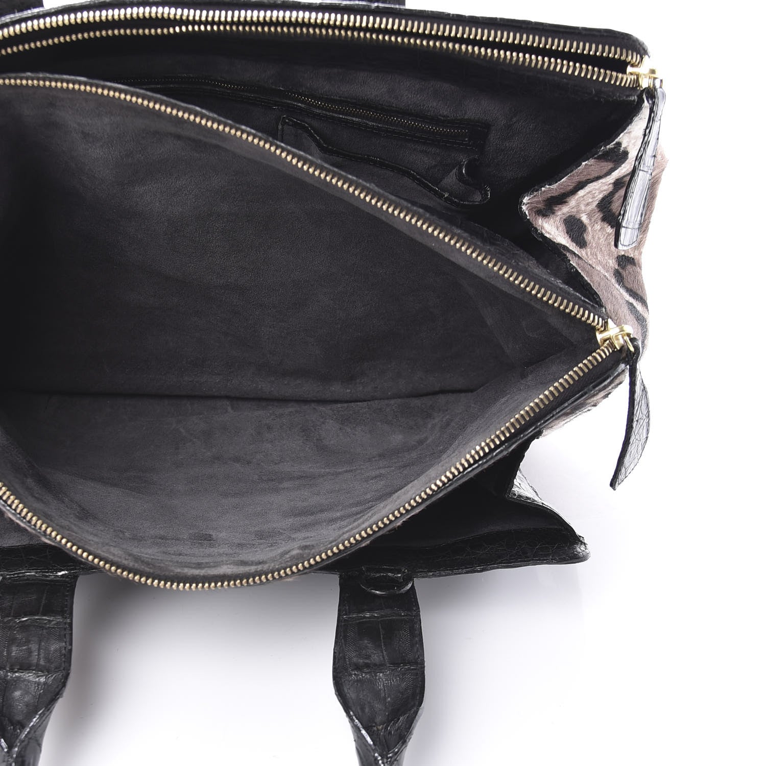 Nancy Gonzalez Crocodile Calf Hair Leopard Print Satchel Black 8 of 16