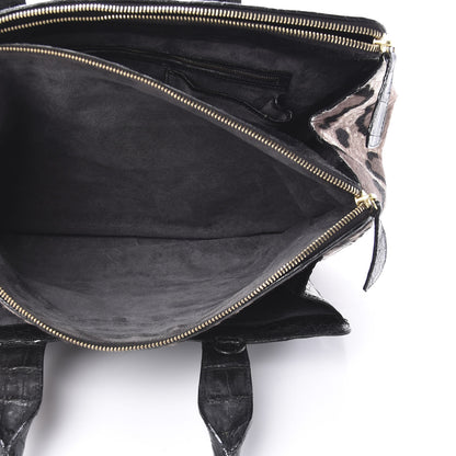 Nancy Gonzalez Crocodile Calf Hair Leopard Print Satchel Black 8 of 16