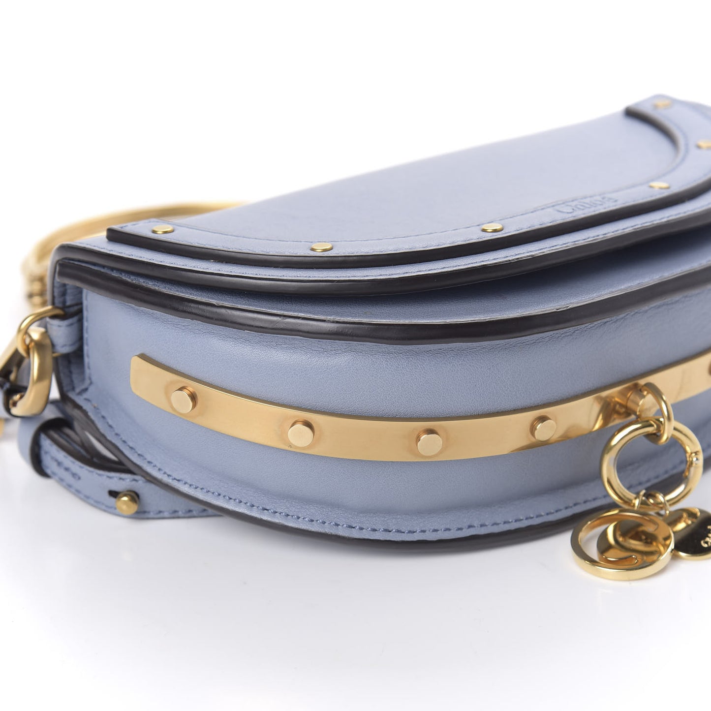 Calfskin Small Nile Bracelet Minaudiere Bag Street Blue