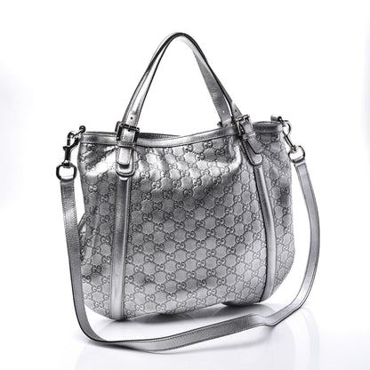 Gucci Metallic Guccissima Medium Britt Tote Silver 2 of 12