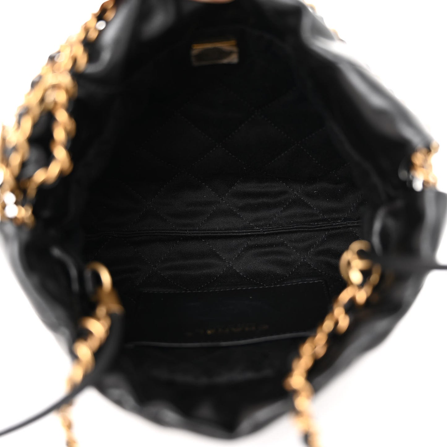 Shiny Calfskin Quilted Mini Chanel 22 Black