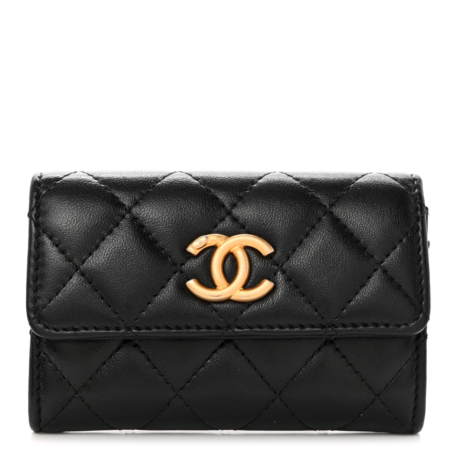 Chanel Lambskin Quilted Flap Card Holder Black 1 of 9