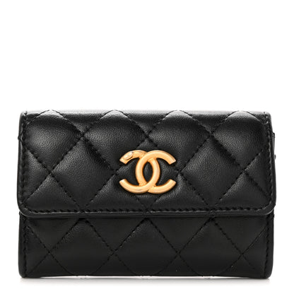 Chanel Lambskin Quilted Flap Card Holder Black 1 of 9