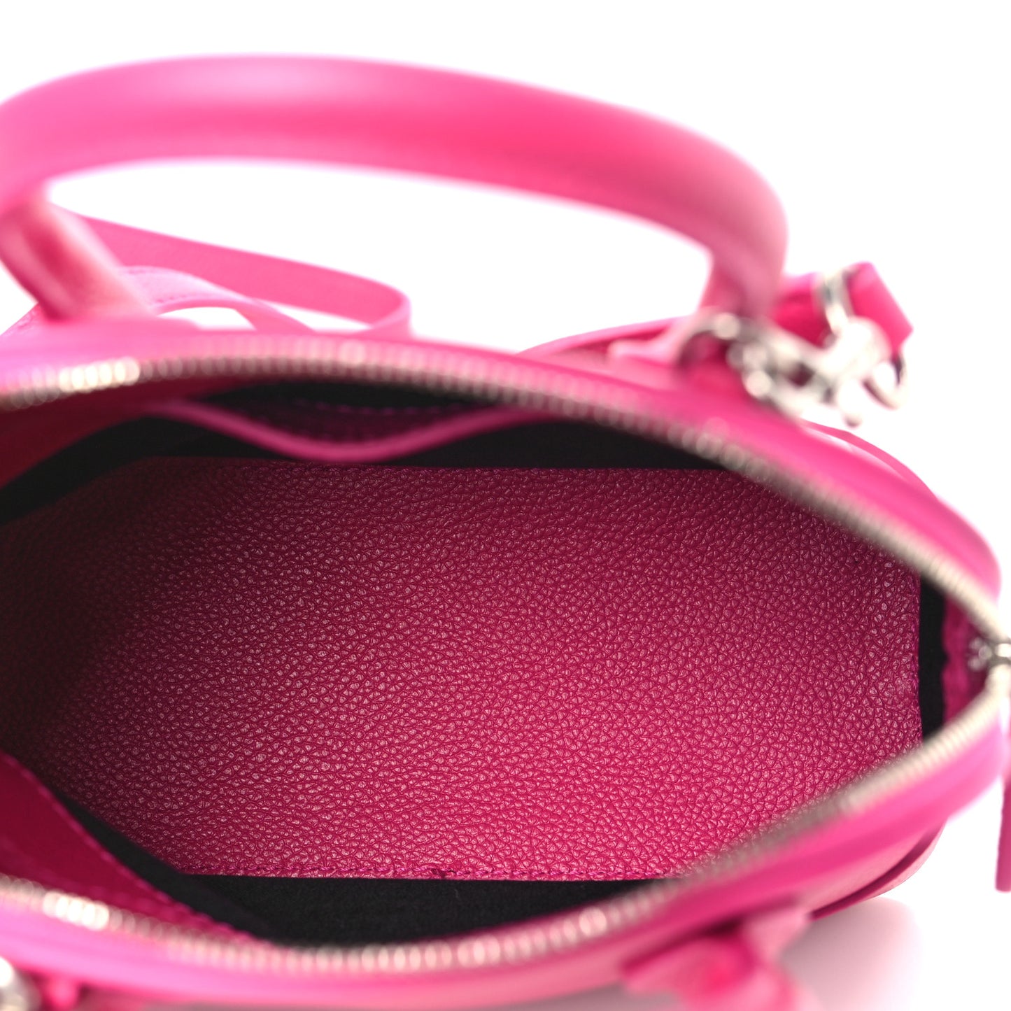 Grained Calfskin Logo XXS Ville Top Handle Bag Violet White