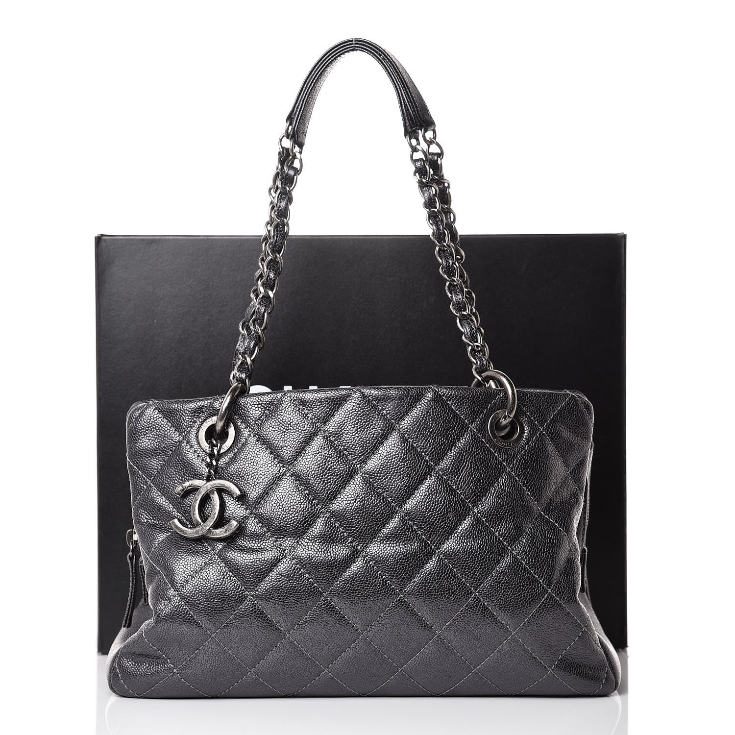 Chanel Iridescent Quilted Chic Caviar Shopping Tote Argent 7 of 7