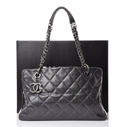 Chanel Iridescent Quilted Chic Caviar Shopping Tote Argent 7 of 7