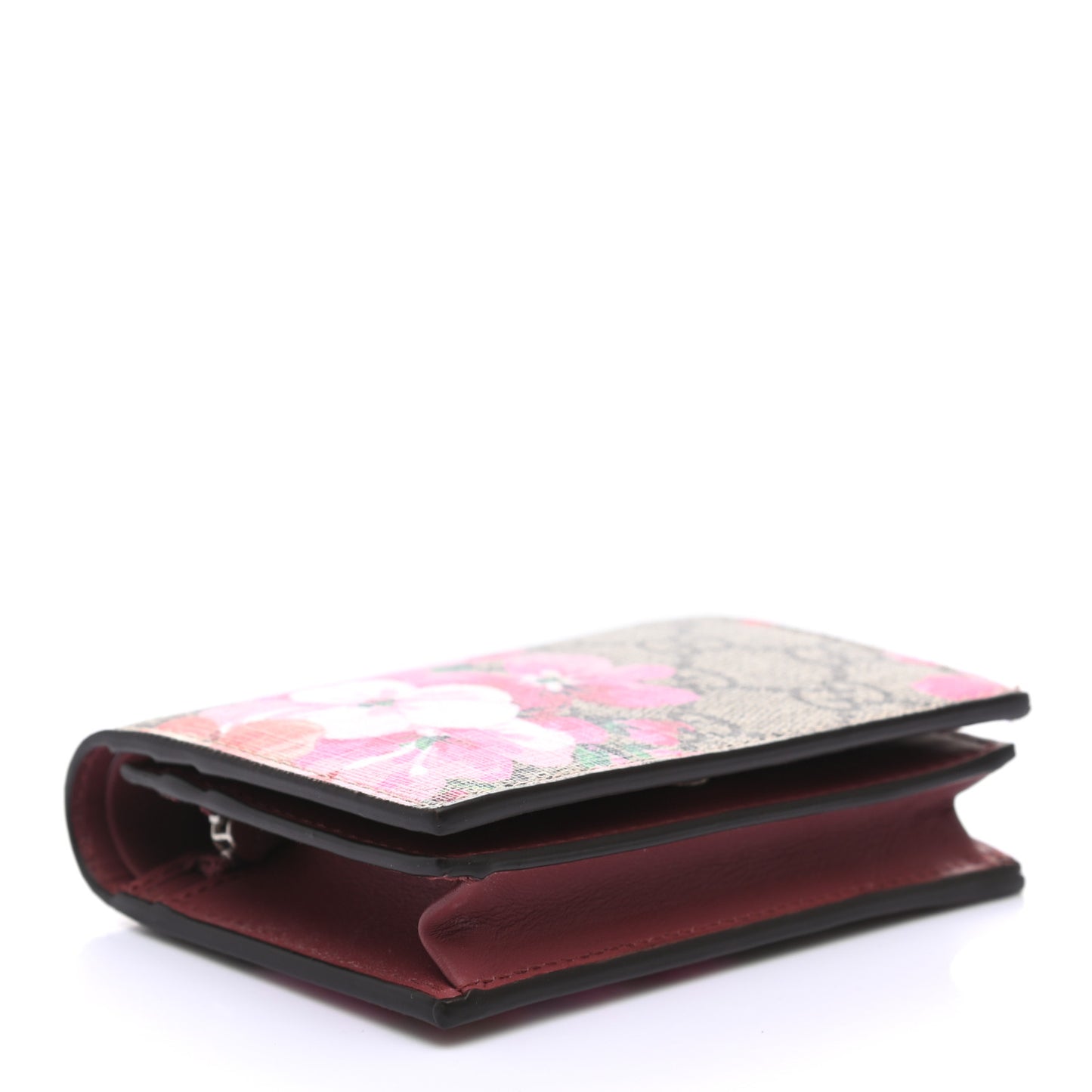 GG Supreme Monogram Blooms Card Case Wallet Beige Multicolor Dry Rose