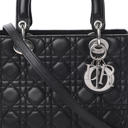 Christian Dior Lambskin Cannage Medium Lady Dior Black 9 of 11