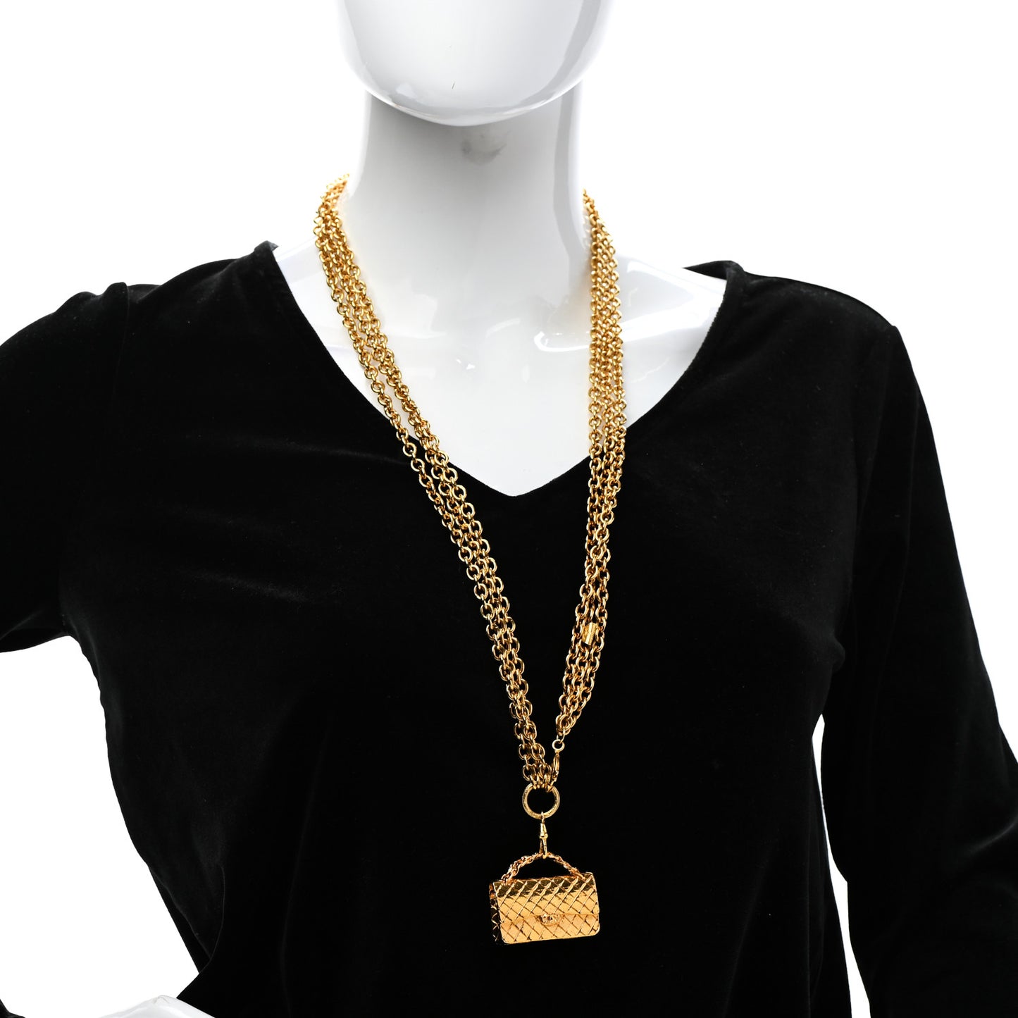 2.55 Flap Bag Necklace Gold