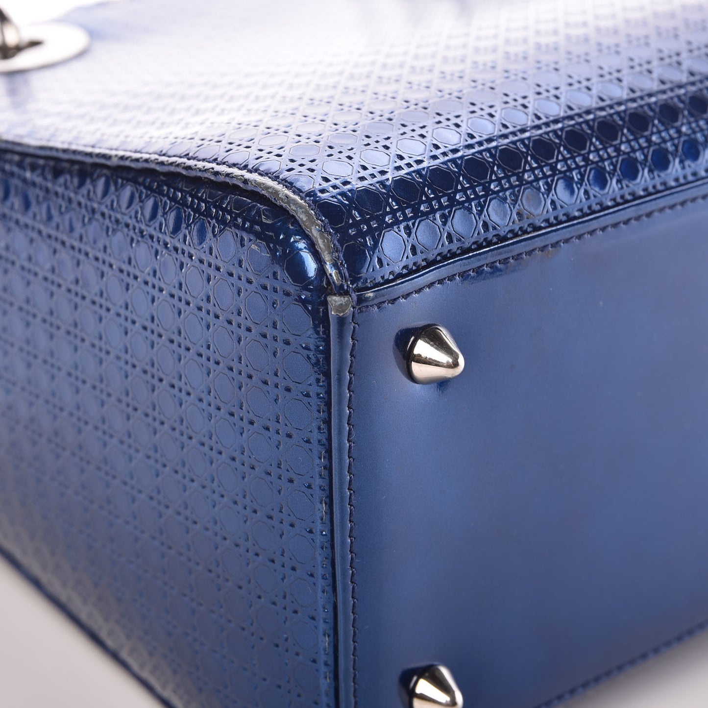 Metallic Patent Micro-Cannage Medium Lady Dior Blue