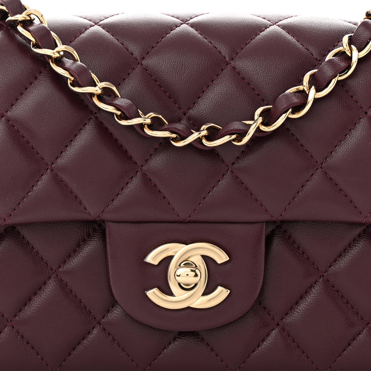 Chanel Lambskin Quilted Mini Rectangular Flap Burgundy 8 of 11