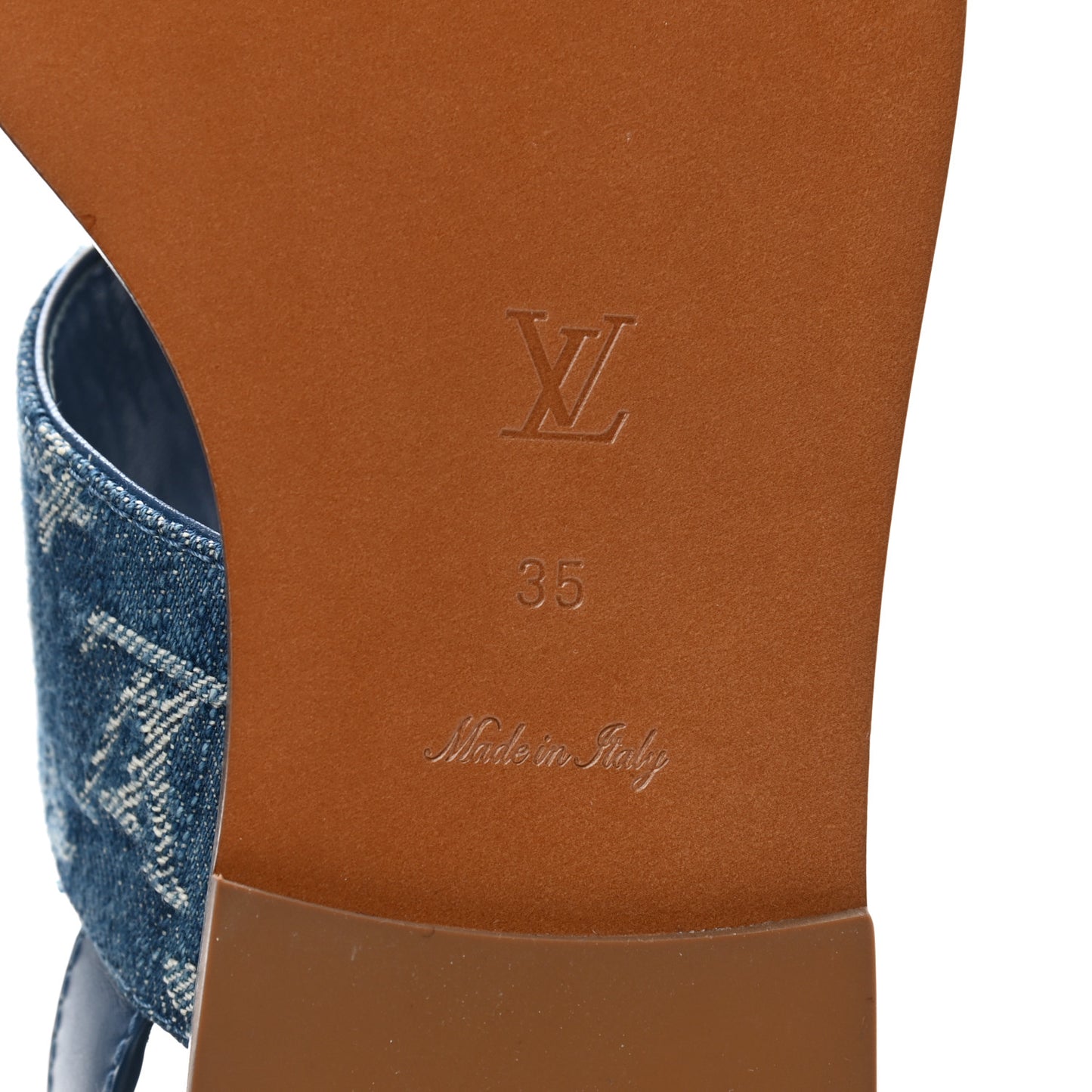 Monogram Denim Starboard Flat Thong Sandal 35 Blue