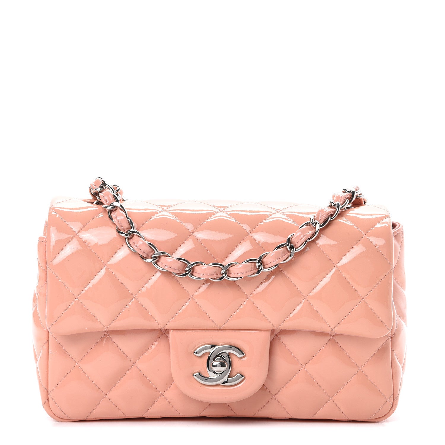 Chanel Patent Calfskin Quilted Mini Rectangular Flap Light Pink 1 of 11