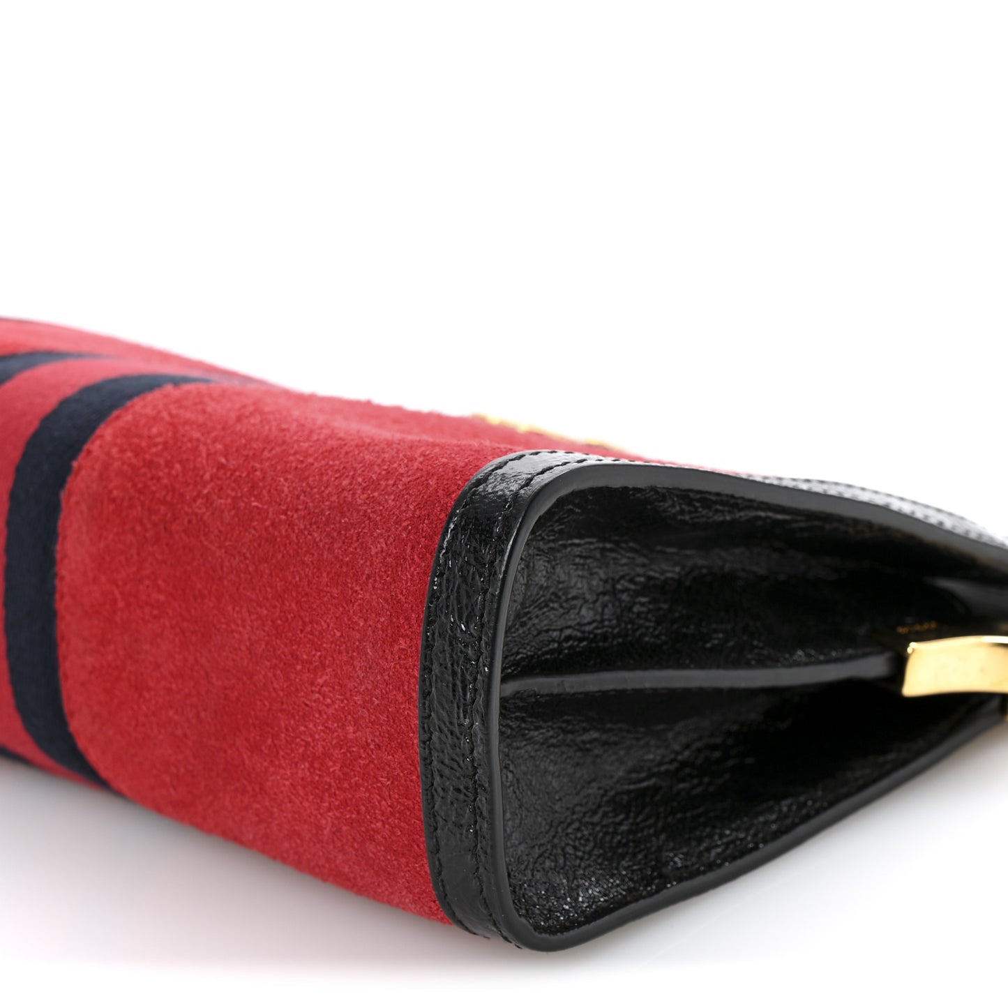 Suede Patent Web Medium Ophidia Chain Shoulder Bag Hibiscus Red Black